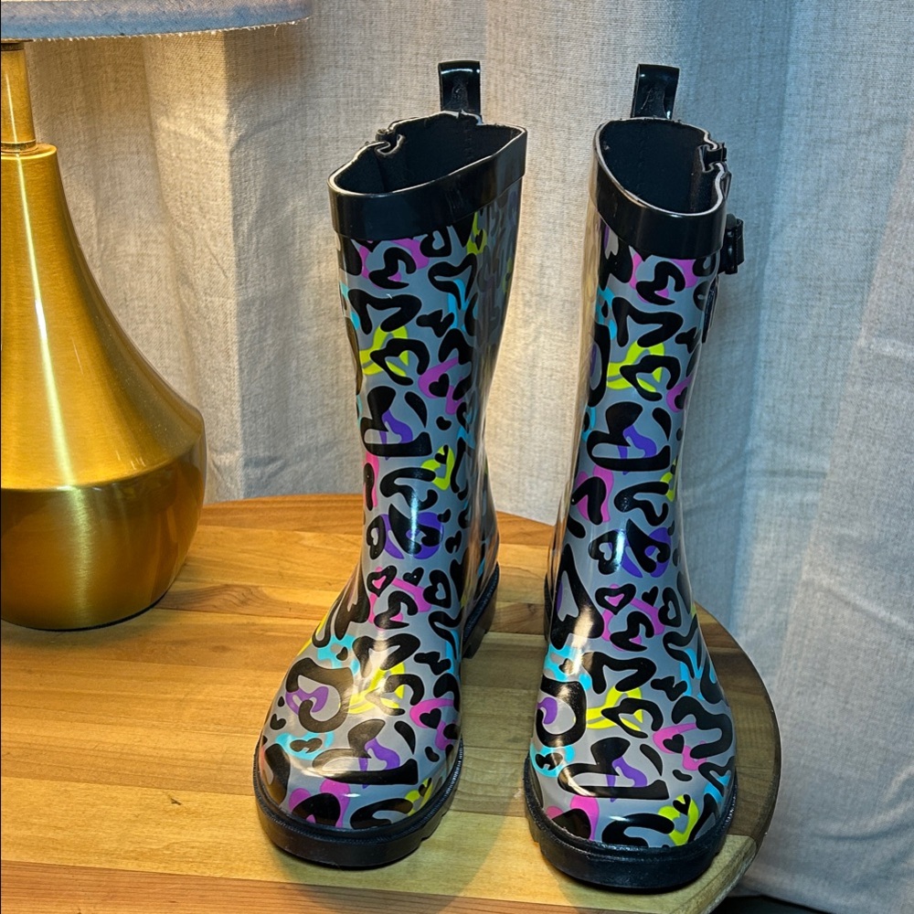 Capelli New York Leopard Print Rain Boots Size 10 New
